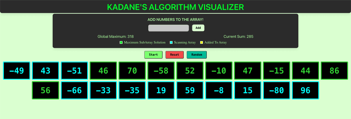 Kadane's Algorithm Visualizer
